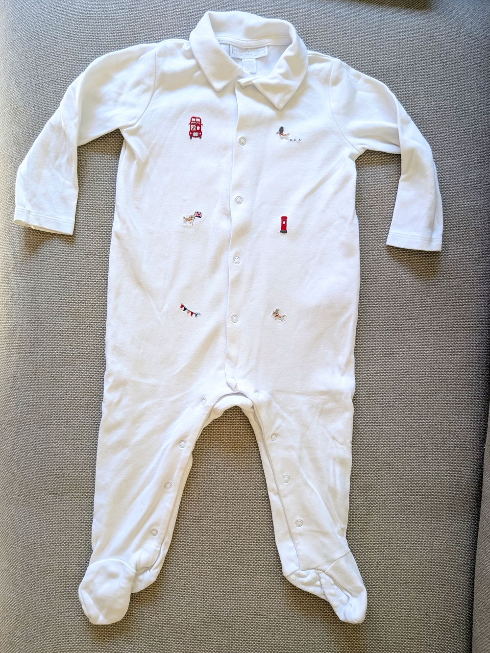 Little White Company Collared Baby Onesie With Embroidery